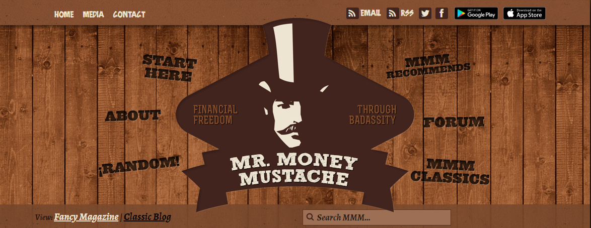 Skärmdump från Mr. Money Mustache hemsida